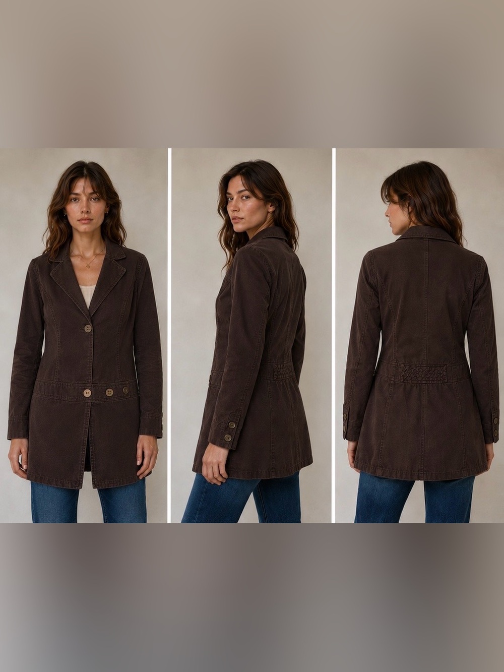 Naf Naf Brown Cotton Coat Jacket